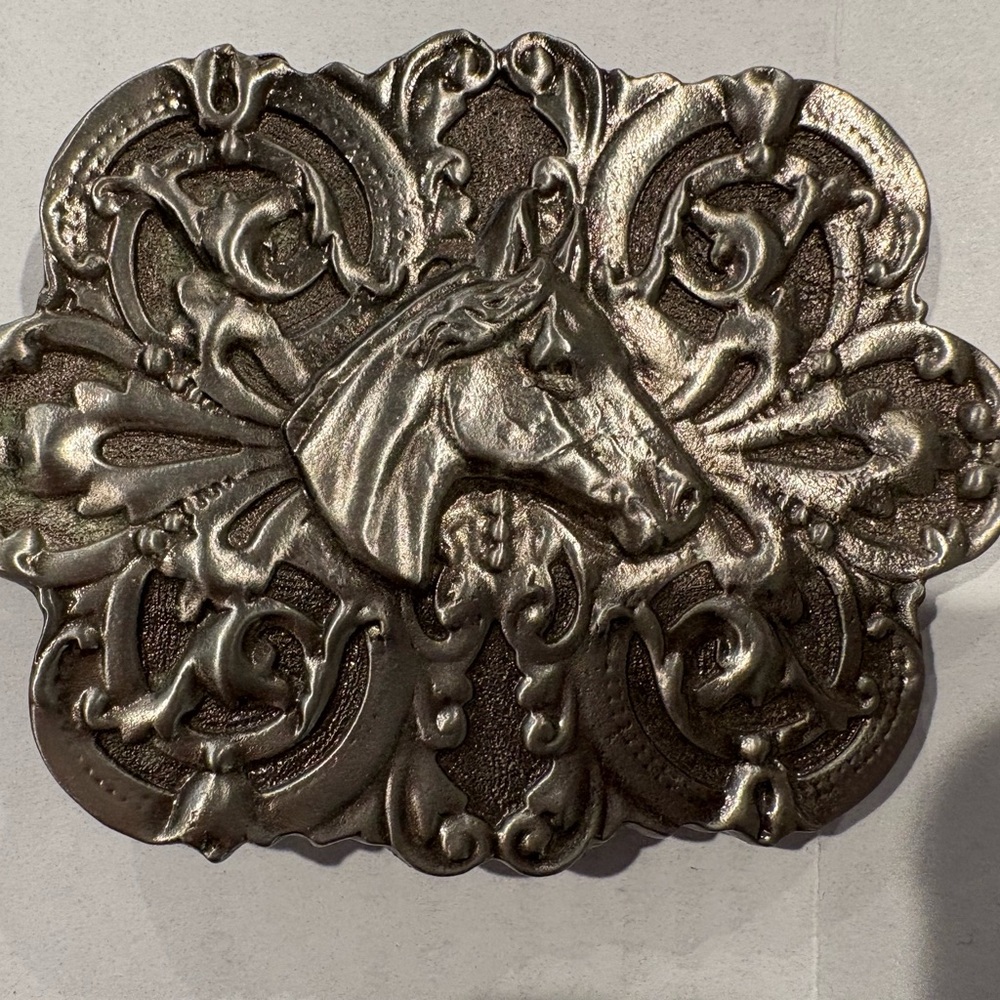 Silver Horse Motif Belt Buckle